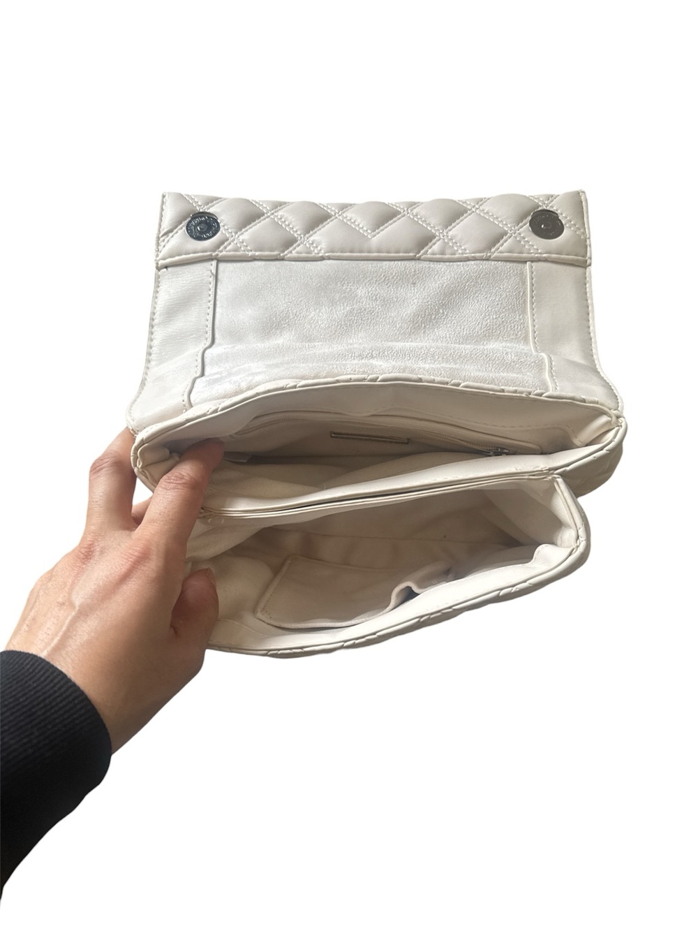 STEVE MADDEN “SM” Logo Ivory White Quilted Crossbody Shoulder Purse - Picture 4 of 8